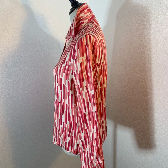 New List🌹Vintage Michael Kors Pink & White Silk Long Sleeve Button Down Blouse - Picture 3 of 6